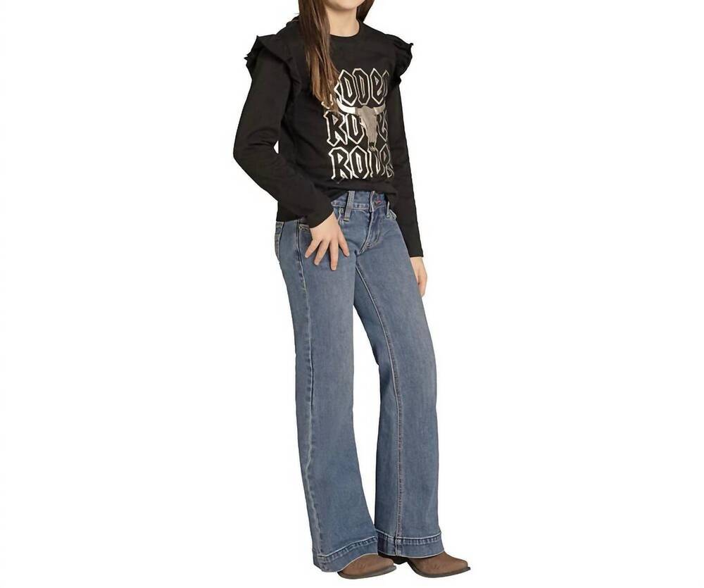 NEW ROCK & ROLL COWGIRL girls' trouser jeans in medium wash